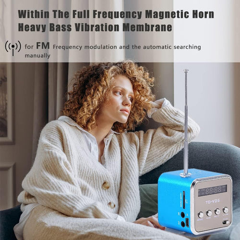 Eboxer Portable Mini Speaker Music Player FM Radio Stereo Speaker Support TF Card and U Disk, Brief Design, Perfect Mini Speaker for Room Bike Car...
