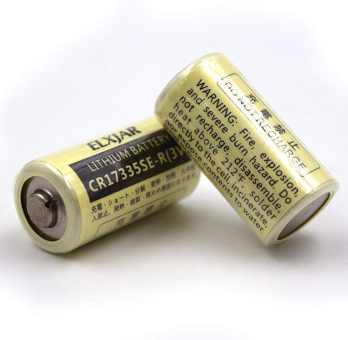 elxjar (2-Pack) 3V CR17335SE 2/3A Lithium Manganese Dioxide Battery, Replacement for Sanyo/FDK CR17335SE...