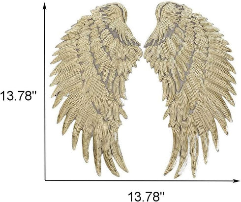 Large Red Mouth Gold Sequin Wing Iron on Patches Appliques Stickers Sew On Embroidered Lip Motif for DIY Clothes Jackets Jeans T-Shirt Pillow Case...