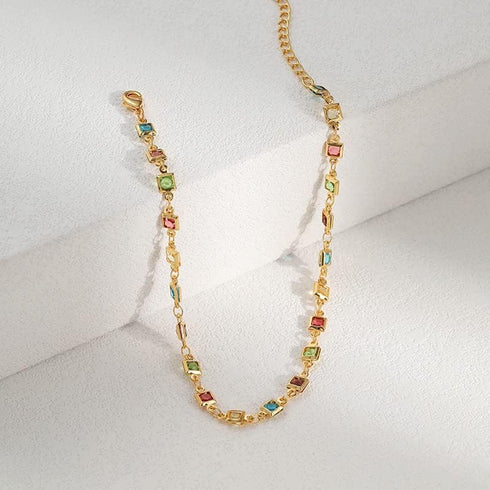 Gold Anklets for Women, Colored Small Zircon Summer Fashion Simple Titanium Steel Foot Chain Jewelry...