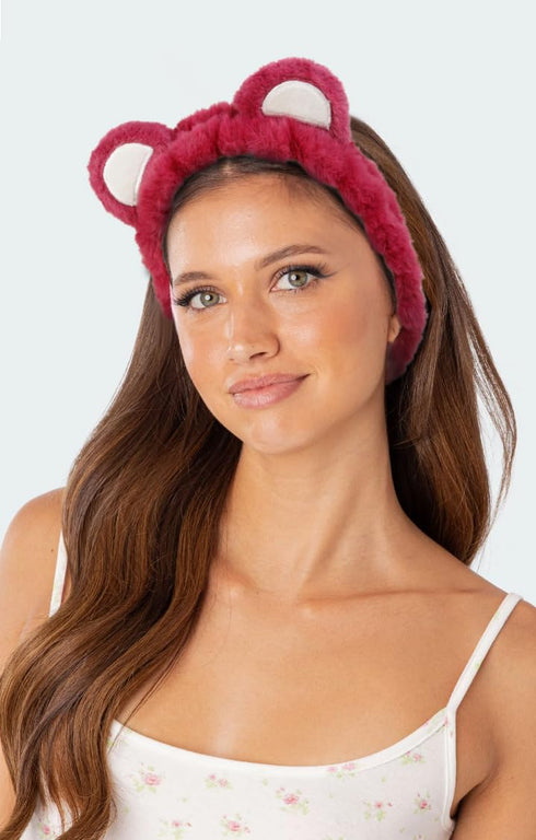 Skincare Headbands for Women Girls for Washing Face Purple Bear Ears Animal Head band for Face Washing Cute Spa Makeup Shower Hairband Kawaii Soft...