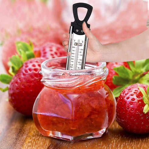 Candy Thermometer Deep Fry/Jam/Sugar/Syrup/Jelly Thermometer with Hanging Hook & Pot Clip Stainless Steel Cooking Food Thermometer Quick Reference...