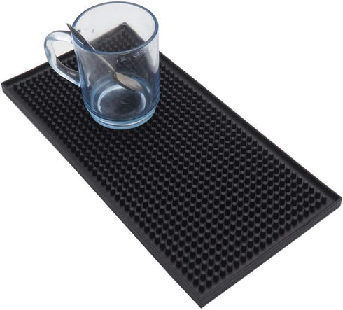 Reusable Bar Mat for Coffee Maker Mats, Countertop Spill Mats, 6" x 12" Black Dish Drying Mat...