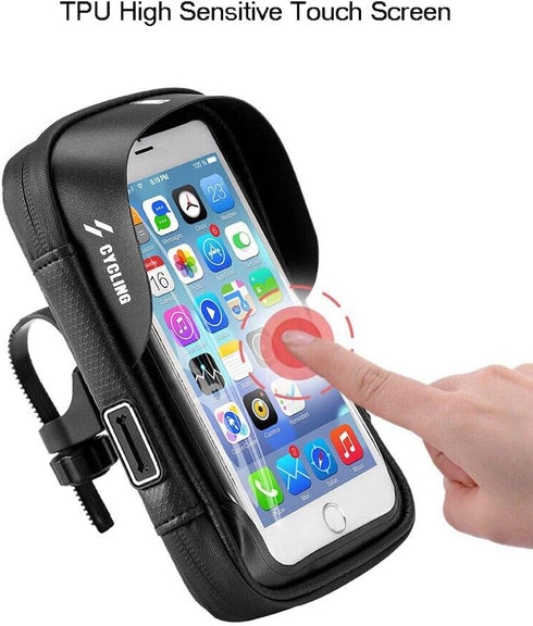 360° Rotatable Bike Phone Mount Bag Waterproof Bicycle Cell Phone Case Holder Touch Screen Handlebar Bag Pouch for iPhone 15 14 13 12 11 XR XS Max...