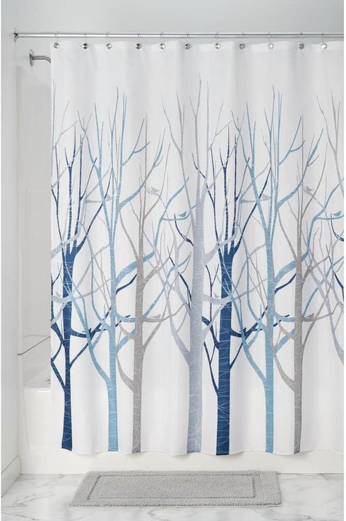 Forest Fabric Shower Curtain for Master, Guest, Kids', College Dorm Bathroom, 72" x 72", Blue and Gray...