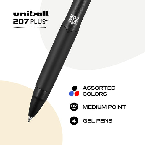207PLUS+ Gel, 0.7MM, Asst Bus, 4pk...