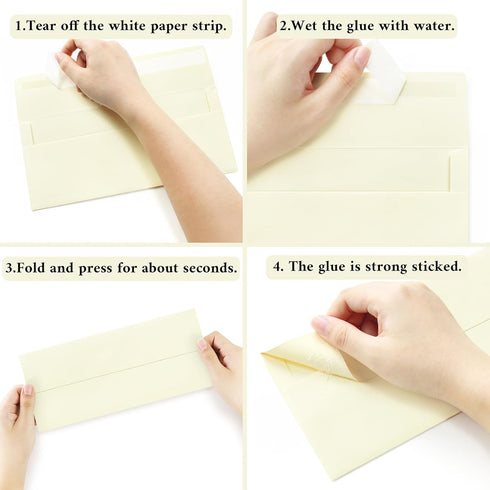 100 Pack #10 Business Envelopes, Ivory Standard Envelopes Self Seal, Letter Size Business Mailing Envelopes for Checks Letters Invoices Statements...