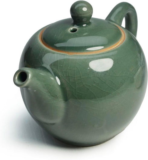 Porcelain Teapot, 12oz Tea Pot Small Teapots Chinese Tradition Ice Crack Glaze Ceramic Tea kettle (Green)...