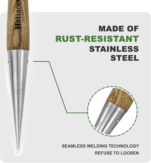 2024 New Upgrade Hand Dibber with 5 inches Measuring Scale, Easy to Grip L-Shaped Wood Handle Dibbler, Stamped Stainless Steel Tip Seed Dibber, 11...
