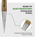 2024 New Upgrade Hand Dibber with 5 inches Measuring Scale, Easy to Grip L-Shaped Wood Handle Dibbler, Stamped Stainless Steel Tip Seed Dibber, 11...