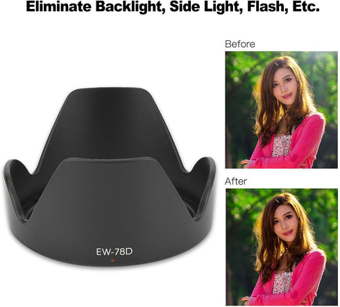 Lens Hood,Tulip Flower Lens Hood for EF-S 18-200mm f/3.5-5.6 is Lens,EW-78D ABS Mount Lens Hood Replacement,Lens Hood Shade for...