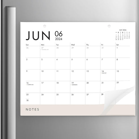 Elegant White & Beige Magnetic Calendar for Fridge April 2024 - September 2025 | Large 13.5x11 Inches 18-Month Fridge Calendar Magnet for Contempo...
