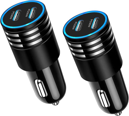 2Pack 60W USB Car Charger, 2 Ports Fast Charging Cigarette Lighter Adapter, Type C Mini Car Charger Adapter, Rapid Plug Power Delivery Compatible ...