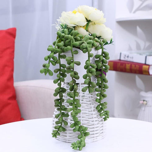 FLIPPED 3 Pack Artificial Plant Succulent Plants Hanging String Pearls Plant Fake Lover Tears Plants ((Green&13.7 in)...