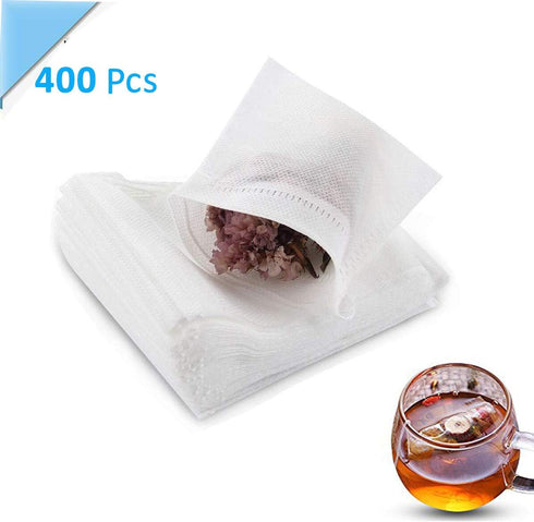 400 pcs Tea Filter Bags,Disposable Empty Cotton Drawstring Seal Filter Loose Leaf Tea Bags ?3.54 x 2.75 inch?...