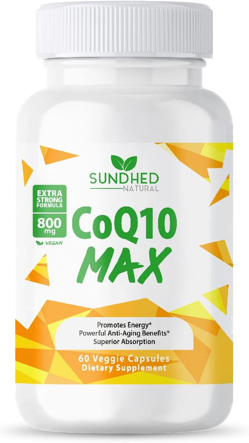 CoQ10 Powerful Antioxidant Supplement - Extra Strong Formula 800mg, 60 Capsules, 1-month supply with Coenzyme Q10 Vitamins and Supplements...