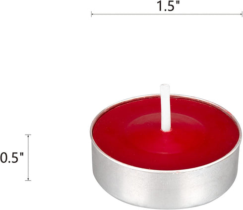 Mega Candles 100 pcs Unscented Red Tea Lights Candles, Pressed Wax Candle 3.5 Hour Burn Time, Home Décor, Wedding Receptions, Baby Showers, Birthd...