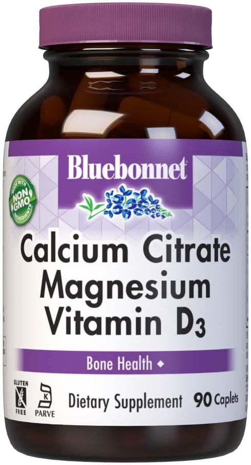 Bluebonnet Nutrition Calcium Citrate Magnesium Plus Vitamin D3 Caplets, Bone Health & Muscle Relaxation, Non GMO, Gluten, Soy & Milk Free, Kosher,...