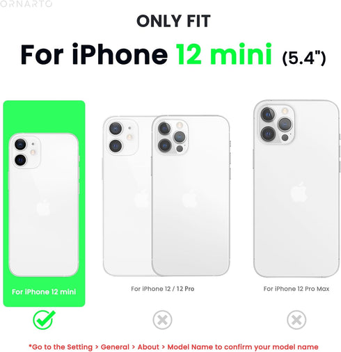 ORNARTO Compatible with iPhone 12 Mini Case, Slim Liquid Silicone 3 Layers Full Covered Soft Gel Rubber with Microfiber Case Cover 5.4 inch-Black...