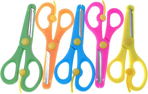Children Scissors,Kids’ Artwork Blunt Tip Anti-Pinch Shears Students Cutter Scissors for DIY Handcraft Projects(5pcs)...