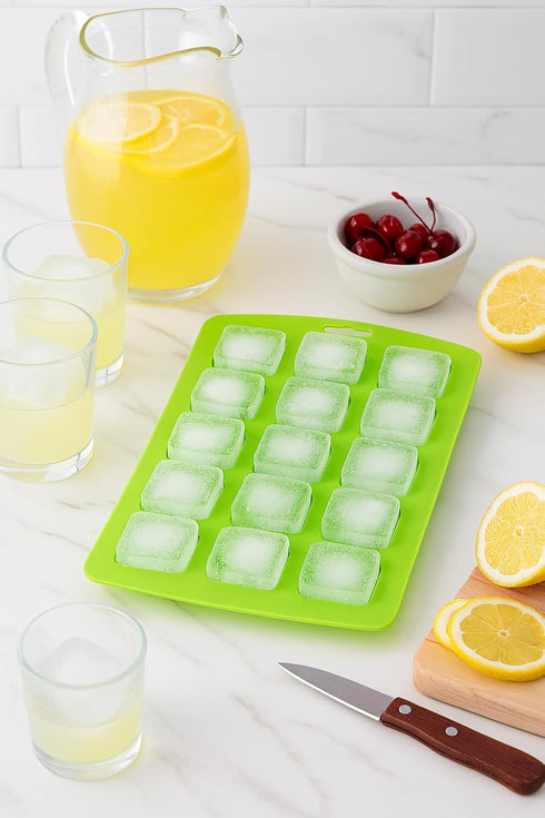HIC Kitchen Silicone 18-Hole Ice Tray, Non-Stick, Makes 18 Square Cubes...