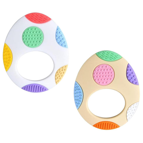 Easter Egg Silicone Teething Toys for Babies, 2-Pack - Colorful, Sensory Development Baby Chew Toys, Ideal for Toddler's First Easter Basket Stuff...