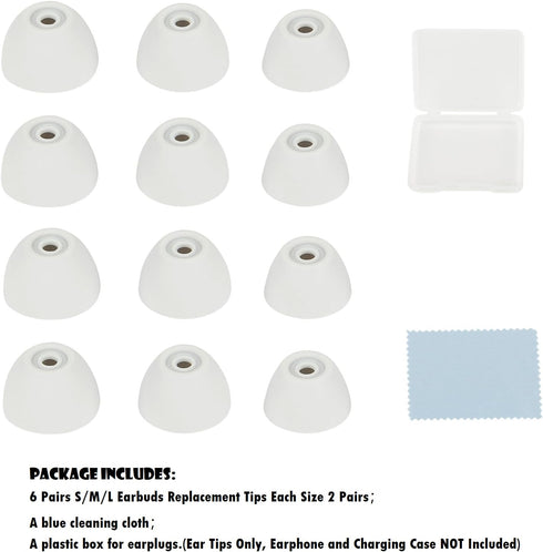 Earbud Replacement Tips Silicone Ear Buds Tips 6 Pairs Ear Bud Replacement Tips Compatible with Samsung Galaxy Buds 2 / Galaxy Buds Plus,Fit in Th...