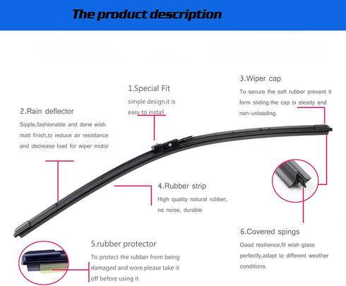 Pair 22" Original Equipment Replacement Windshield Wiper Blades For 2007-2013 Chevrolet Suburban 1500 GMC Sierra Yukon Cadillac Escalade front win...