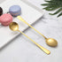 6 Pcs Coffee Spoons Stainless Steel Tea Spoons Round Dessert Spoons Long Handle Spoons for Hot Chocolate Ice Tea Latte Dessert Espresso Golden...