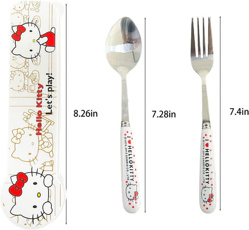 Cute Cutlery Set, Includin Reusable Stainless Steel Fork and Spoon and with a box. Suitable for Travel, camping, and Boys Girls Birthday Party Dec...