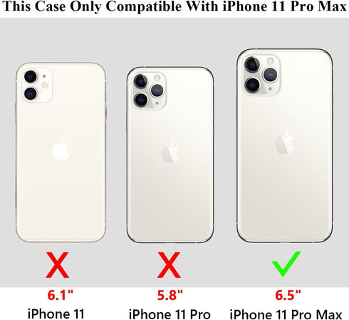 Vofolen Case for iPhone 11 Pro Max Case Wallet Credit Card Holder Slot Sliding Door Hidden Pocket Dual Layer Hybrid Bumper Armor Protective Hard S...