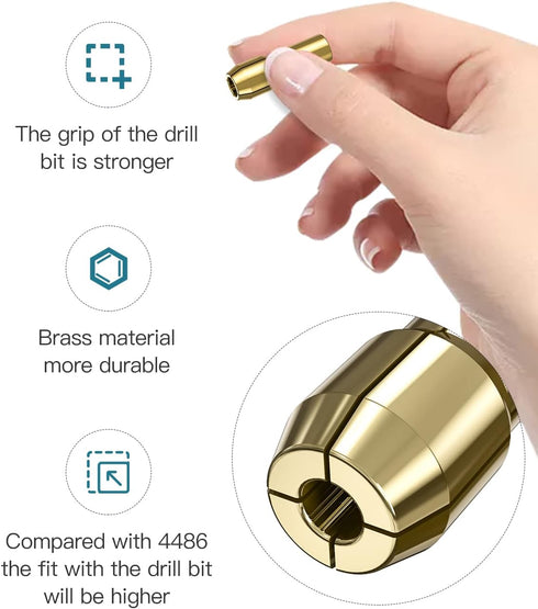 Collet Set for Dremel, 10Pcs Replacement 4485 Brass Quick Change Rotary Drill Nut Tool Set (1/8" x 2, 3/32" x 2, 1/16" x 2, 1/32" x 2?...