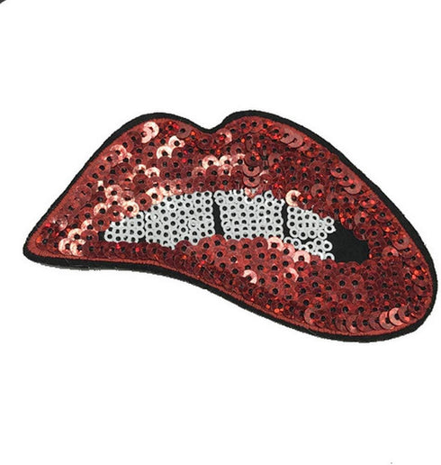 7 Pcs Purple Blue Embroidered Patches Lip/Lipstick Iron On Patch Sewing On Sequins DIY Clothes Applique Garment Motif Woman Girl Brand Patch (Purp...