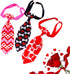 18pcs Valentines Day Dog Neck Ties, Bulk Adjustable Pink Red Small Dog Collar Ties, Valentines Day Love Rose Kiss Pattern Dog Ties for Holiday Dog...
