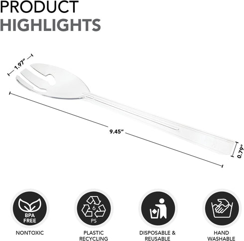 Party Essentials Plastic Party Buffet Serving Utensils Kit, Spoons/Forks/Tong, 20-Piece, Clear...