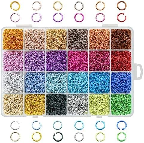 About 7200pcs 24 Colors Jump Rings Jewelry Findings 6mm Jewelry Open Jump Rings for Choker Bracelets Necklaces Chain Jewelry Making...