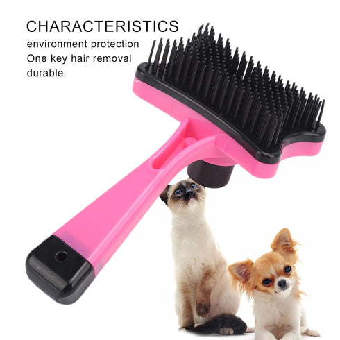 GLOGLOW Pet Grooming Brush, Self Cleaning Slicker Brush Short and Long Hair Shedding Brush for Dogs Cats Gently Removes Loose Undercoat(Rose Red) ...