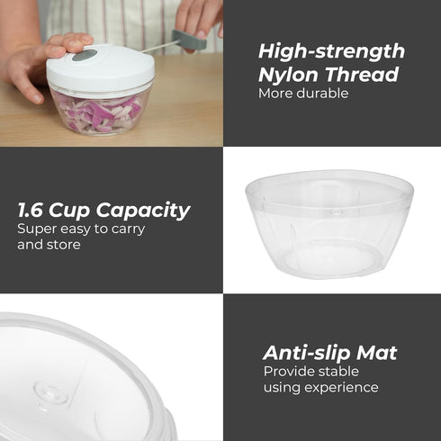 ZHANG XIAO QUAN SINCE 1628 Manual Food Chopper Hand Pull String Vegetable Cutter Onions Garlic Chopper Portable Food Mincer for Garlic Ginger Herb...