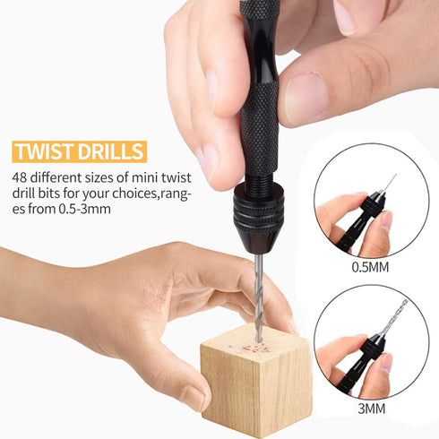 62 Pieces Pin Vises Hand Drill Bits Set Micro Twist Manual Rotary Hobby Drill Tools with Clamp for Jewelry Making, Craft Carving, DIY, Woodworking...