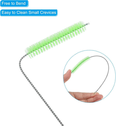 PATIKIL 10"x3/8" Long Straw Brush, 5 Pcs Drinking Straw Cleaning Brush Nylon Pipe Tube Cleaner Brush for Cleaning Straws Pot Spout, Green...