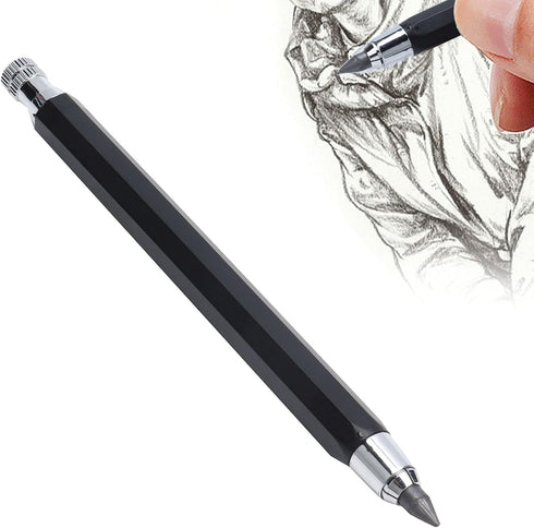 Automatic Pencil, 5.6mm Stainless Steel Mechanical Pencils Draft Drawing Portable Art Clutch Painting Retractable Sketching Holder Carpenter Graff...