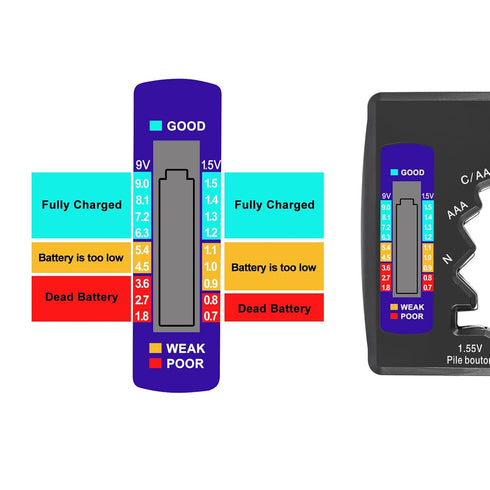 4PACK BT-886 Battery Tester Checker BatteryTester for Battery C D 9V AA AAA 1.5V -Black...