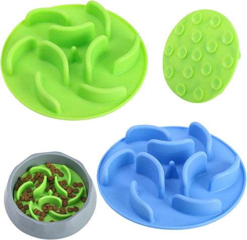 2-Pack Silicone Slow Feeder Pet Bowl Inserts with Strong Suction Cups, Puppy Slow Feeder for Most Dog Bowl or Dog Dish – Anti-Choking Design for S...