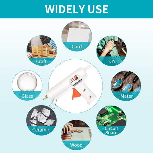 150 watts Industrial Hot Melt Glue Gun US Plug with 10 Pcs Glue Sticks Adjustable Temperature 2 Copper Nozzles for DIY Crafts and Quick Repairs...