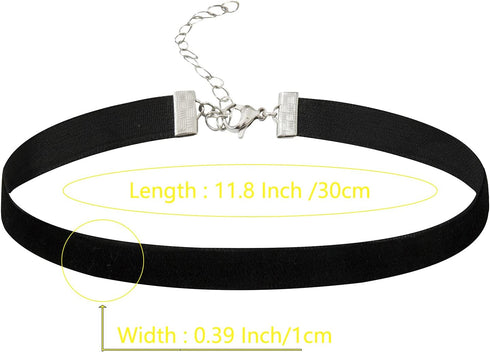 14.5 Inch Simple Black Velvet Choker Necklace with 304 Stainless Steel Chain for Women Birthday Party Wedding Jewelry Gifts...