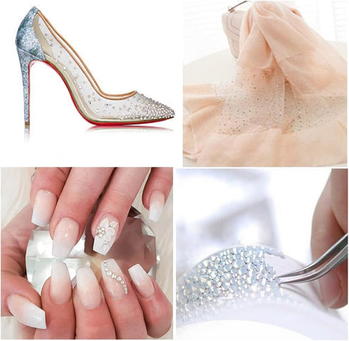 Massive Beads 6800pcs+ Flatback Glass Hotfix Iron On Rhinestones Crystal for DIY Making with 1 Tweezer & 1 Picking Pen for Shoes, Clothes, Face Ar...