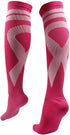2 Pairs Breast Cancer Awareness Compression Socks Pink Softball Soccer Football Socks...