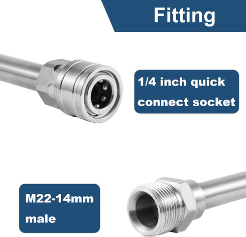Pressure Washer Extension Wand, Stainless Steel Lance 1/4 Inch Quick Connect to M22, Extension Wand Replacement for Power Washer, 17 Inch...
