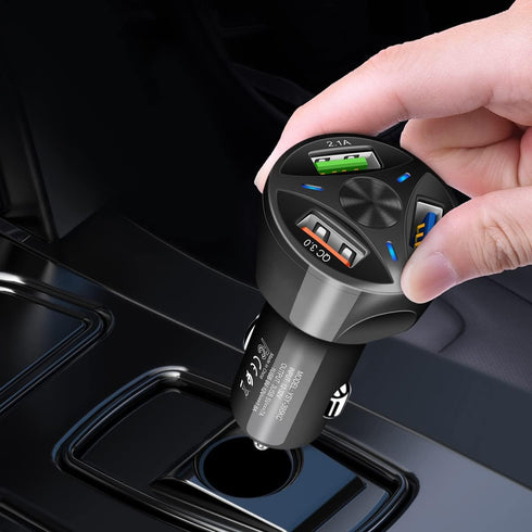 QC 3.0 Car Fast Charger, 3-Port Smart Phone Charger Compatible with Cigarette Lighter Socket, iPhone 11/Pro/Pro Max, 12 Pro, iPad, Samsung Galaxy,...