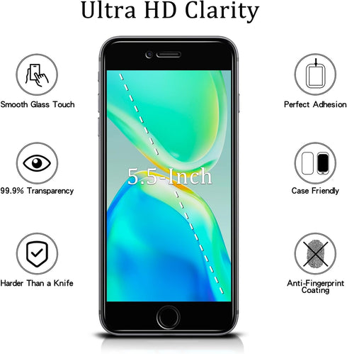 MAYtobe [2 Pack Privacy Screen Protector For iPhone 8 Plus and iPhone 7 Plus Tempered Glass, Bubble Free, Case Friendly, Easy to Install...